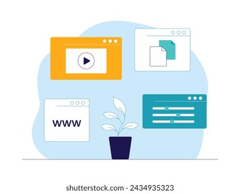 Website storage for various needs, web development vector illustration.