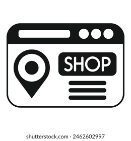 Website store locator icon simple vector. Shop online. Pin road area