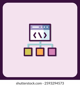 Website Structure and Hierarchy Icon, Modern Flat Design