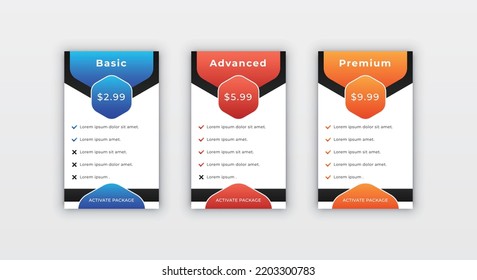 Website Subscription Pricing Table Design Template