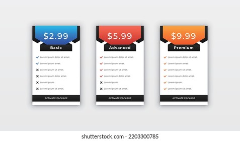 Website Subscription Pricing Table Design Template