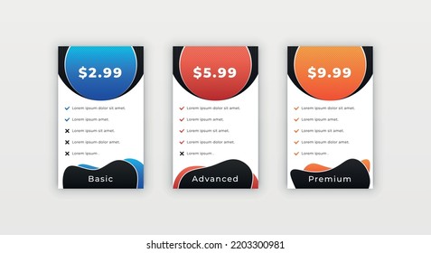 Website Subscription Pricing Table Design Template