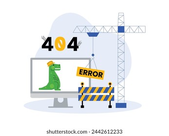 The website system is under repair causing an error, vector illustration 404 page not found.