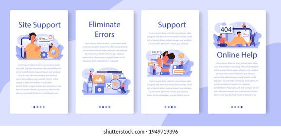 Website technical support mobile application banner set. Idea of web page