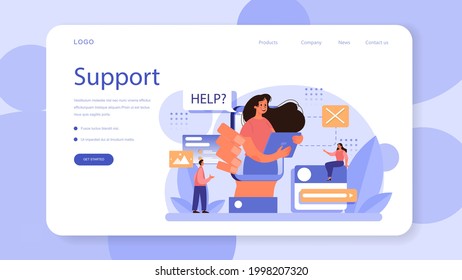 Website technical support web banner or landing page. Idea of web page diagnostic service. Providing web site with updated information. Flat vector illustration