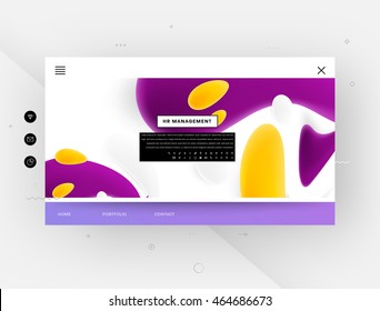 Website template, abstract background with liquid bubbles shapes