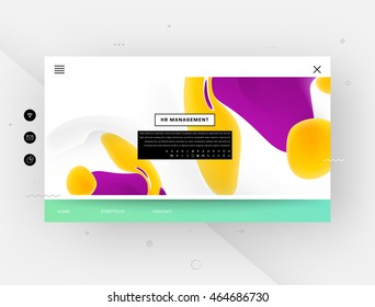 Website template, abstract background with liquid bubbles shapes