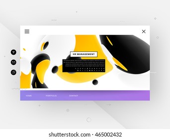 Website template, abstract background with liquid bubbles shapes