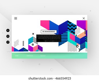 Website template with abstract geometric pattern design, vector