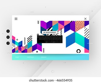 Website template with abstract geometric pattern design, vector