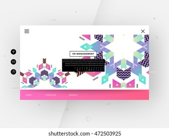 Website template with abstract geometric pattern design, vector