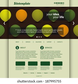 Website Template with Abstract Header Design - Circles, Drops