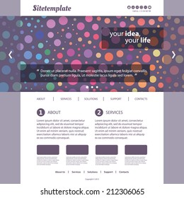 Website Template with Abstract Header Design - Colorful Dotted Pattern