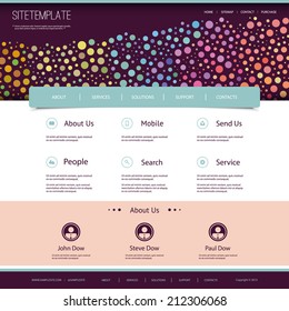 Plantilla de sitio web con diseño de encabezado abstracto - Modelo con puntos coloridos