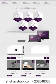 Website Template with Abstract hexagon infographics Design, Eps 10 vector illustration,