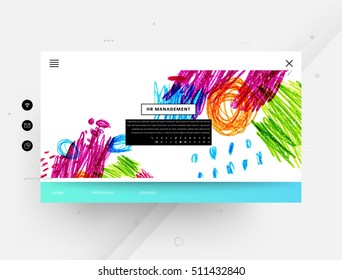 Website template with abstract watercolor elements for business designs and backgrounds.