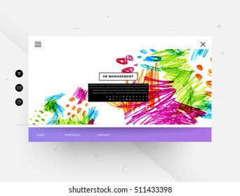 Modelo de site com elementos de aquarela abstratos para projetos de negócios e planos de fundo.