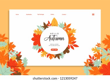 Website template with autumn color design