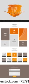 Website Template in Autumn Theme, Vector Illustration