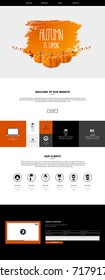 Website Template in Autumn Theme, Vector Illustration