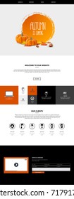 Website Template in Autumn Theme, Vector Illustration