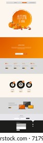 Website Template in Autumn Theme, Vector Illustration