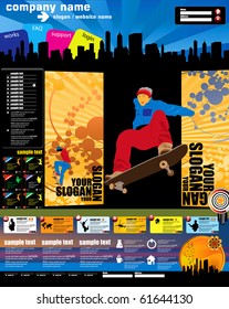 Website template with big sport banner. Vector illustration easy to editable.