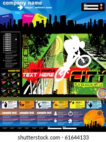 Website template with big sport banner. Vector illustration easy to editable.