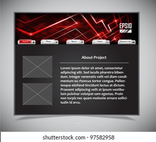website template in black and red colors. Vector illustration.