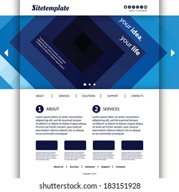 Plantilla de sitio web con diseño de encabezado de resumen azul