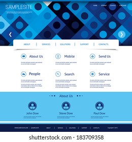 Website Template with Blue Abstract Header Design