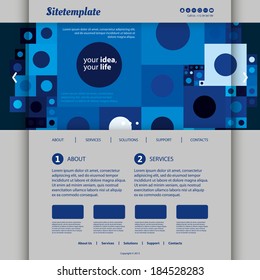 Website Template with Blue Abstract Header Design