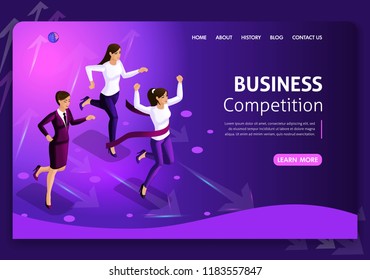 Website template Business design. Isometric concept. Searching for opportunities. Business concept leadership and teamwork. Easy to edit and customize.