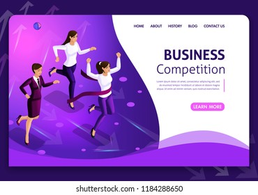 Website template Business design. Isometric concept. Searching for opportunities. Business concept leadership and teamwork. Easy to edit and customize White background.