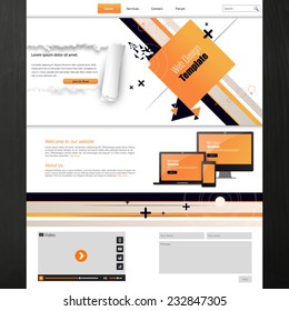 Website template for business presentation with abstract design. Vector illustration.