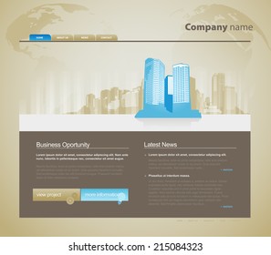 Website template with city.