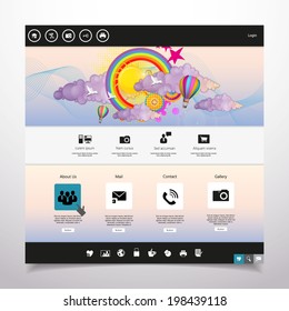 Website Template with Colorful Abstract Digital Design Summer Style