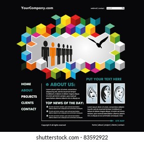 Website template with colorful cube elements