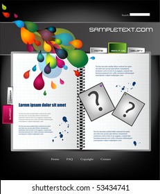 Website template with colorful drops, vector