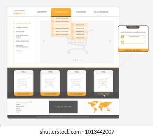 Website template for commerce. Distances, indents and sizes of objects are met to the maximum for simplification of work with templates of developers of sites.