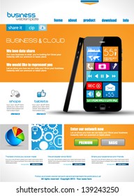 Website template for corporate business and cloud purposes. Ideal for company blogs with high class presence.