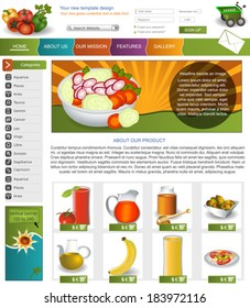 Website template design along with icons and images. vegetable related.