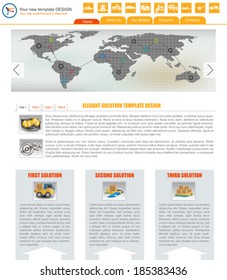 Website template design along with icons and images.  Shipping or transport related.