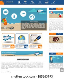 Website template design along with icons and images  Travel agency related.