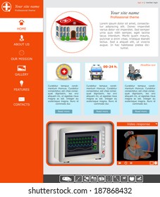 Website template design along with icons and images Medical related 