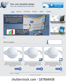 Website template design along with icons and images  Web design related 