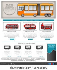 Website template design along with icons and images  City bus or public transport related 