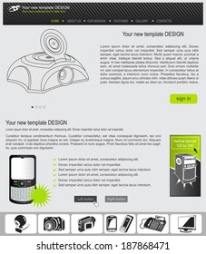 Website template design along with icons and images   Technology news related 