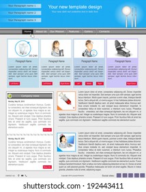 Website template design along with icons and images. Dental care related.