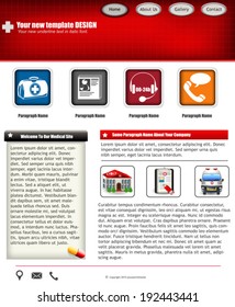 Website template design along with icons and images. Health care related